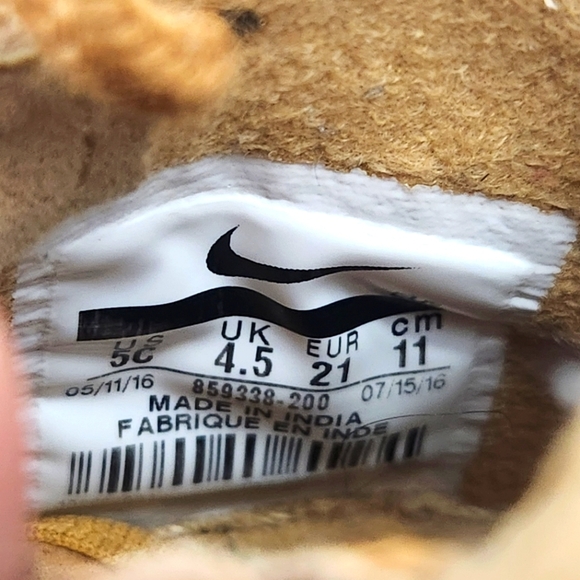 Nike Air Force 1 High‎ Top Camel Brown Nobuck Baby Size 5C  Lace Up - Picture 8 of 8